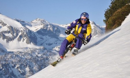 Skischul-Leiter Hermann Koch beim Snowbiken